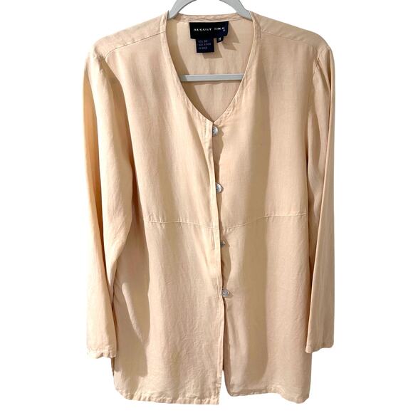August Silk Cream Tunic Top Mother-of-Pearl Button Front, size M - Picture 1 of 6